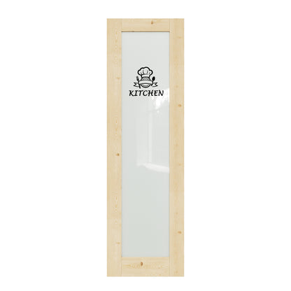 CRUTOP Pine Wood Frosted Glass Interior Kitchen Door Slab With Self-Adhesive Waterproof Vinyl Colorfast Sticker, Paintable, Unfinished