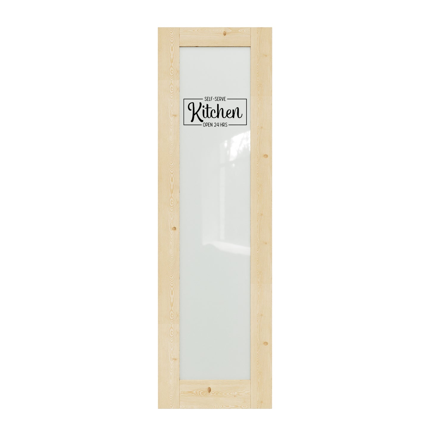 CRUTOP Frosted Glass Pine Wood Interior Kitchen Door Slab With Self-Adhesive Waterproof Vinyl Colorfast Sticker, Paintable, Unfinished