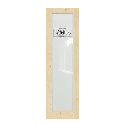CRUTOP Frosted Glass Pine Wood Interior Kitchen Door Slab With Self-Adhesive Waterproof Vinyl Colorfast Sticker, Paintable, Unfinished