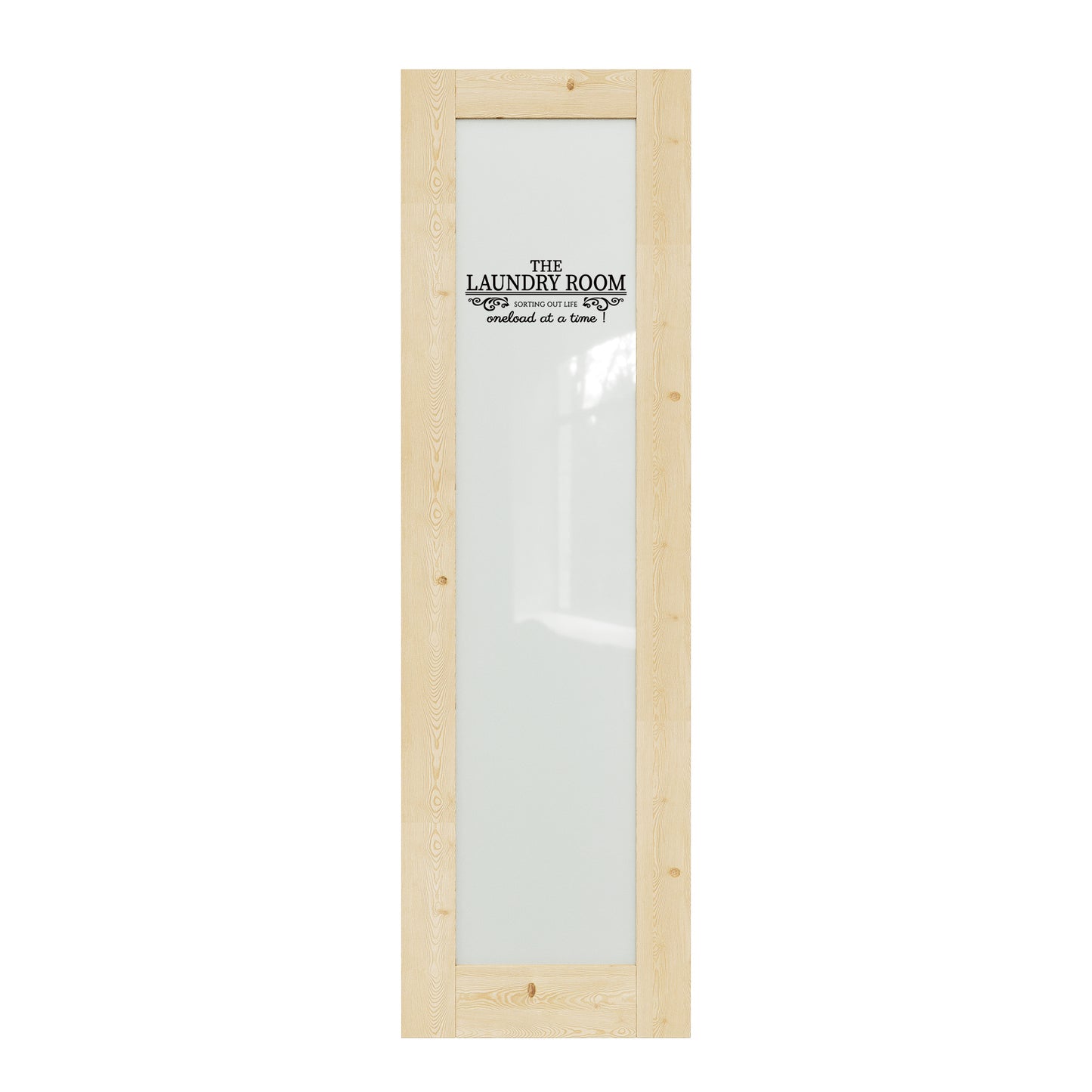 CRUTOP Pine Wood Frosted Glass Interior Laundry Door Slab With Self-Adhesive Waterproof Vinyl Colorfast Sticker, Paintable, Unfinished