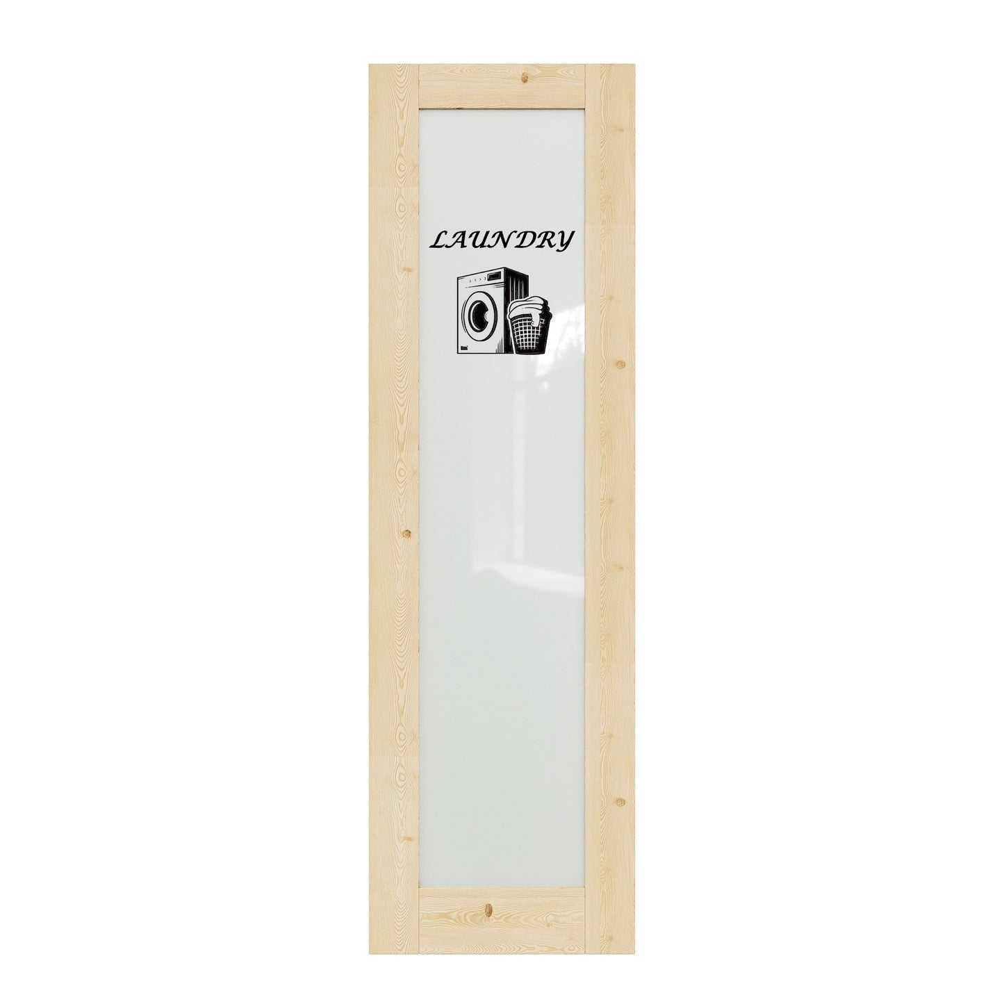 CRUTOP Interior Door Frosted Glass Pine Wood Laundry Door Slab With Self-Adhesive Waterproof Vinyl Colorfast Sticker, Paintable, Unfinished