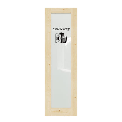 CRUTOP Interior Door Frosted Glass Pine Wood Laundry Door Slab With Self-Adhesive Waterproof Vinyl Colorfast Sticker, Paintable, Unfinished