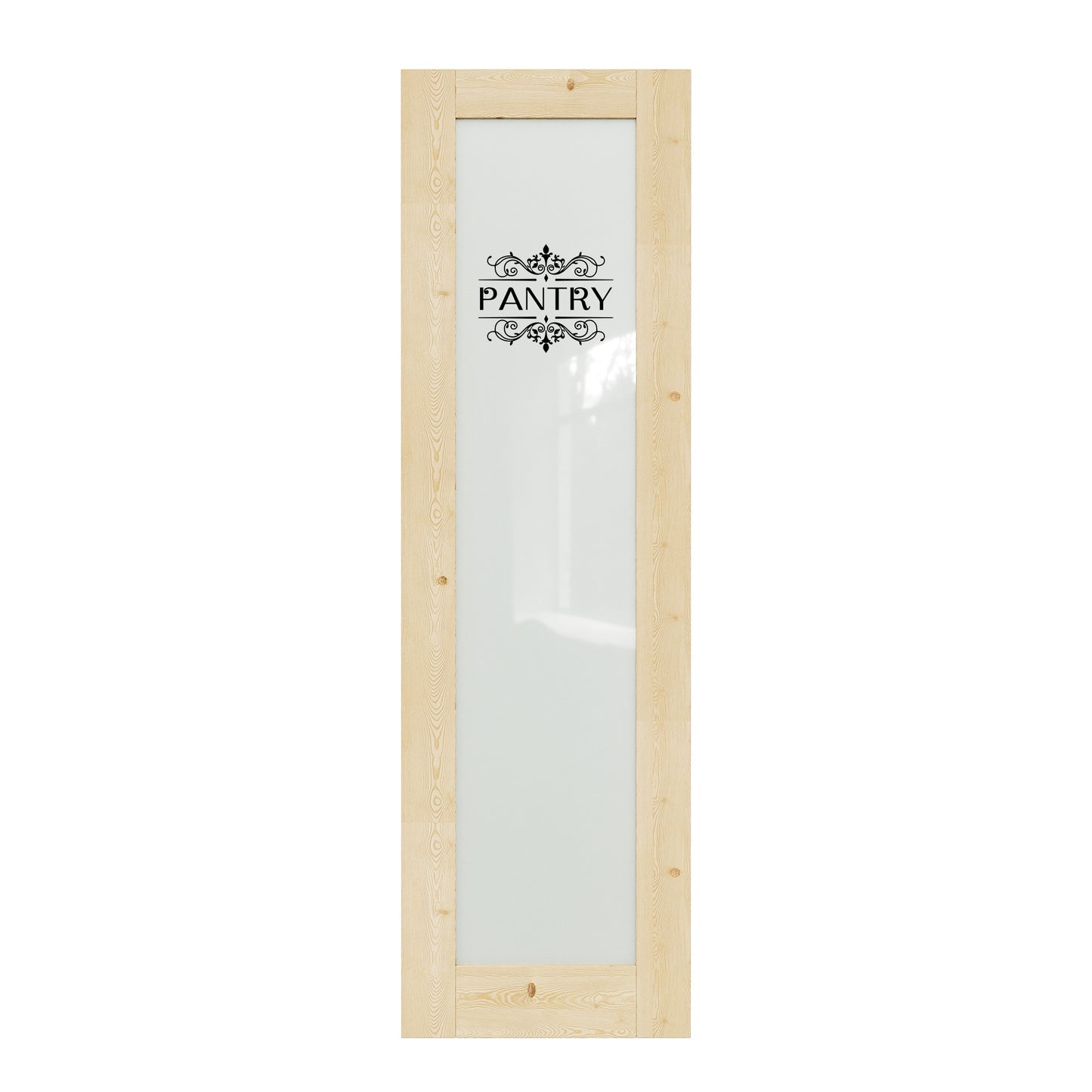 CRUTOP Pine Wood Frosted Glass Interior Pantry Door Slab With Self-Adhesive Waterproof Vinyl Colorfast Sticker, Paintable, Unfinished