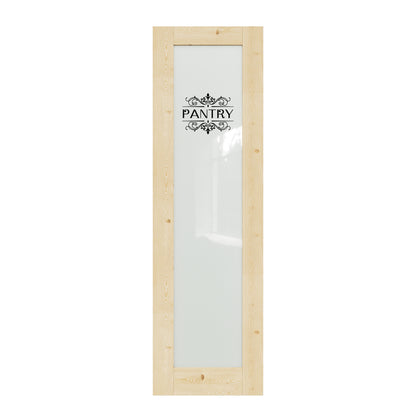 CRUTOP Pine Wood Frosted Glass Interior Pantry Door Slab With Self-Adhesive Waterproof Vinyl Colorfast Sticker, Paintable, Unfinished