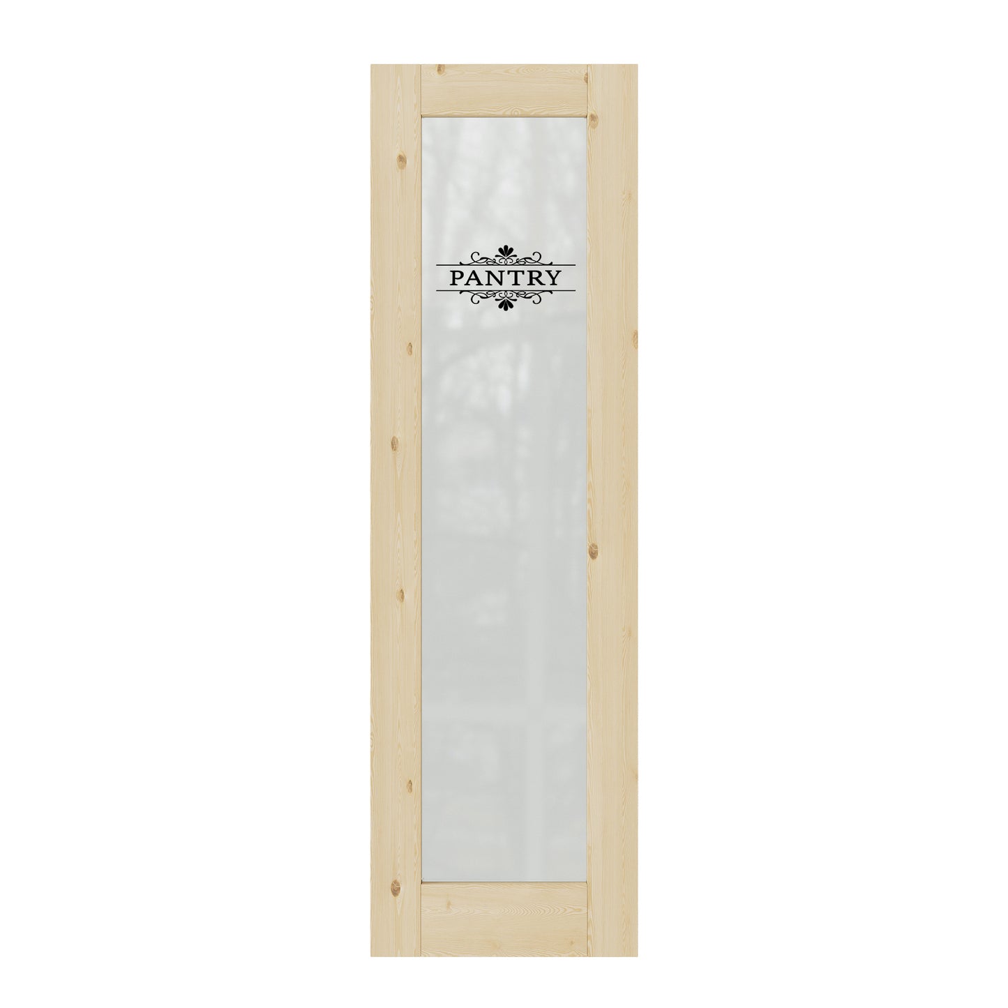 CRUTOP Frosted Glass Pine Wood Interior Pantry Door Slab With Self-Adhesive Waterproof Vinyl Colorfast Sticker, Paintable, Unfinished