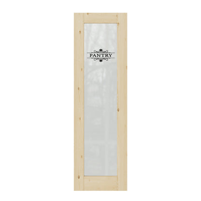 CRUTOP Frosted Glass Pine Wood Interior Pantry Door Slab With Self-Adhesive Waterproof Vinyl Colorfast Sticker, Paintable, Unfinished