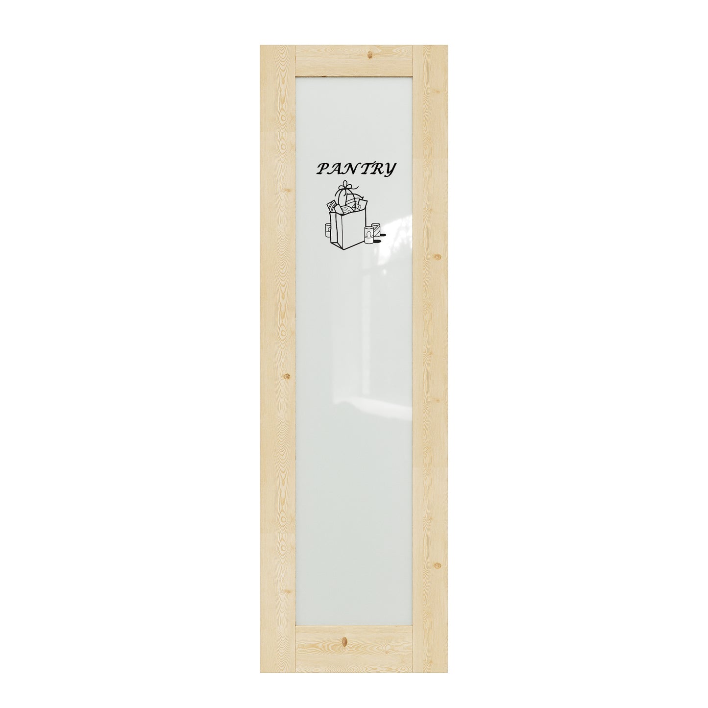 CRUTOP Interior Door Frosted Glass Pine Wood  Pantry Door Slab With Self-Adhesive Waterproof Vinyl Colorfast Sticker, Paintable, Unfinished
