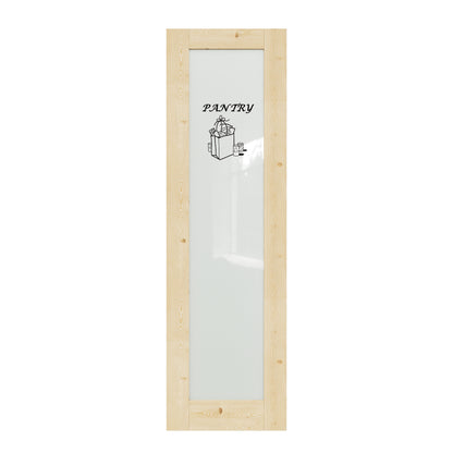 CRUTOP Interior Door Frosted Glass Pine Wood  Pantry Door Slab With Self-Adhesive Waterproof Vinyl Colorfast Sticker, Paintable, Unfinished