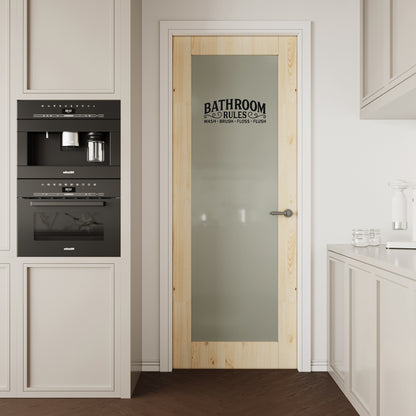 CRUTOP Interior Door Frosted Glass Pine Wood  Bathroom Door Slab With Self-Adhesive Waterproof Vinyl Colorfast Sticker, Paintable, Unfinished