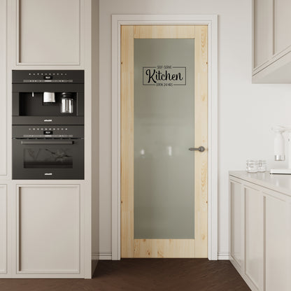 CRUTOP Frosted Glass Pine Wood Interior Kitchen Door Slab With Self-Adhesive Waterproof Vinyl Colorfast Sticker, Paintable, Unfinished