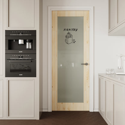 CRUTOP Interior Door Frosted Glass Pine Wood  Pantry Door Slab With Self-Adhesive Waterproof Vinyl Colorfast Sticker, Paintable, Unfinished