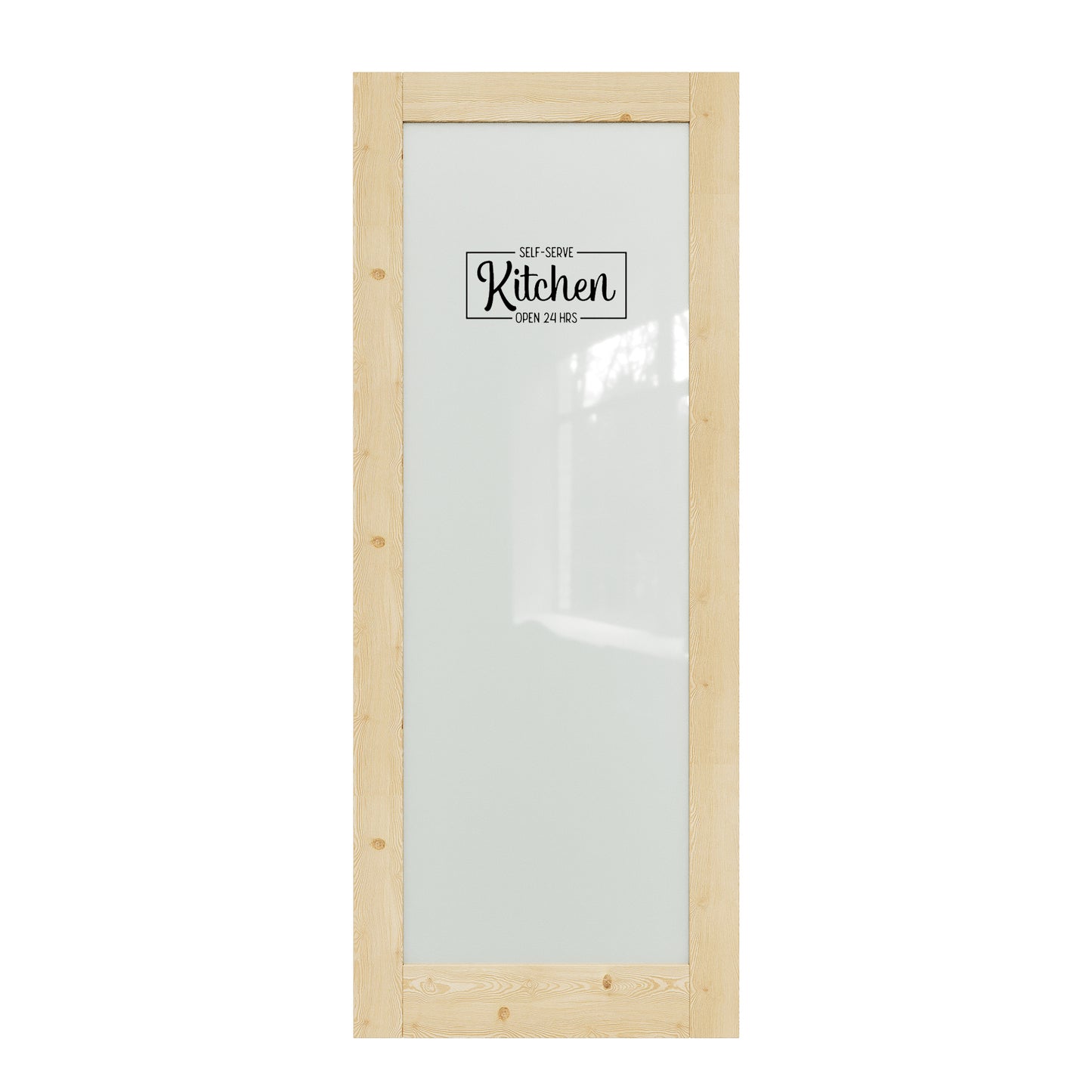 CRUTOP Frosted Glass Pine Wood Interior Kitchen Door Slab With Self-Adhesive Waterproof Vinyl Colorfast Sticker, Paintable, Unfinished
