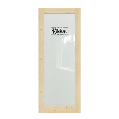 CRUTOP Frosted Glass Pine Wood Interior Kitchen Door Slab With Self-Adhesive Waterproof Vinyl Colorfast Sticker, Paintable, Unfinished