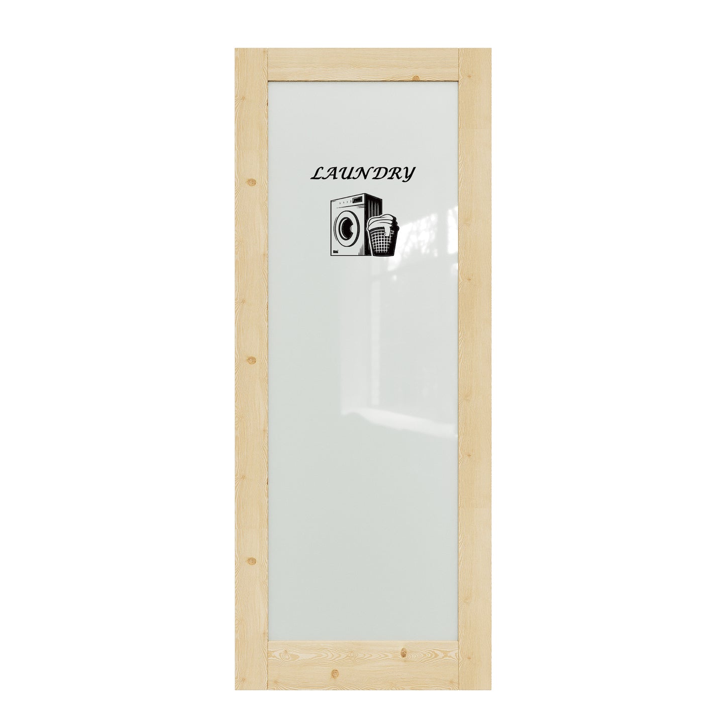 CRUTOP Interior Door Frosted Glass Pine Wood Laundry Door Slab With Self-Adhesive Waterproof Vinyl Colorfast Sticker, Paintable, Unfinished
