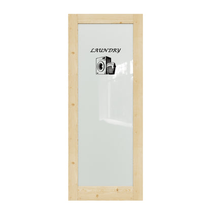 CRUTOP Interior Door Frosted Glass Pine Wood Laundry Door Slab With Self-Adhesive Waterproof Vinyl Colorfast Sticker, Paintable, Unfinished
