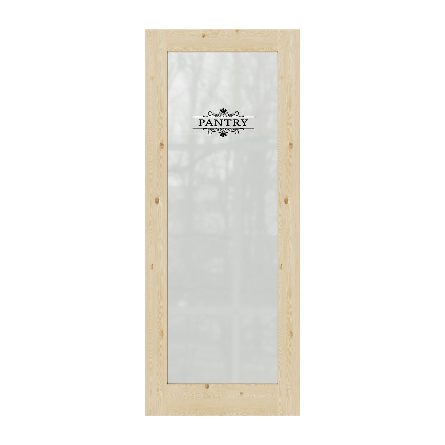 CRUTOP Frosted Glass Pine Wood Interior Pantry Door Slab With Self-Adhesive Waterproof Vinyl Colorfast Sticker, Paintable, Unfinished