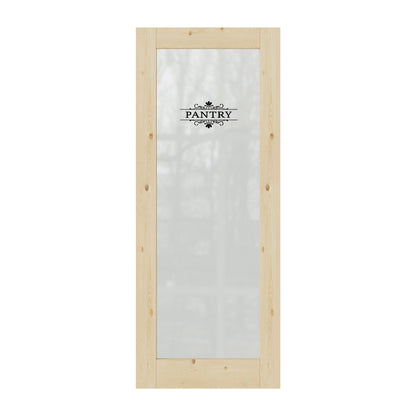 CRUTOP Frosted Glass Pine Wood Interior Pantry Door Slab With Self-Adhesive Waterproof Vinyl Colorfast Sticker, Paintable, Unfinished