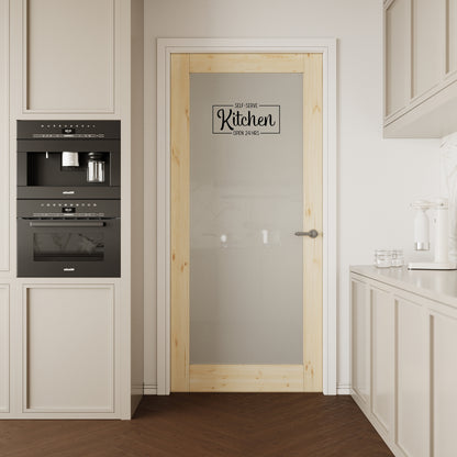CRUTOP Frosted Glass Pine Wood Interior Kitchen Door Slab With Self-Adhesive Waterproof Vinyl Colorfast Sticker, Paintable, Unfinished