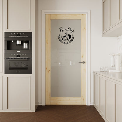 CRUTOP Pantry Door Frosted Glass Pine Wood Interior Door Slab With Self-Adhesive Waterproof Vinyl Colorfast Sticker, Paintable, Unfinished