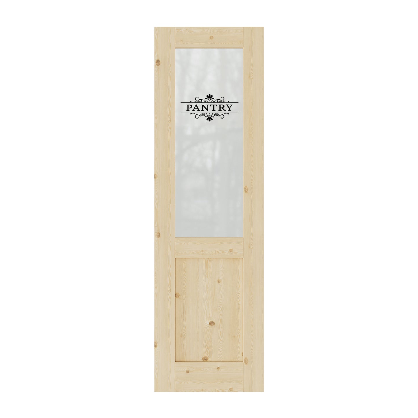 CRUTOP Half Frosted Glass Pine Wood Interior Pantry Door Slab With Self-Adhesive Waterproof Vinyl Colorfast Sticker, Paintable, Unfinished
