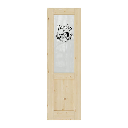 CRUTOP Pantry Door Half Frosted Glass Pine Wood Interior Door Slab With Self-Adhesive Waterproof Vinyl Colorfast Sticker, Paintable, Unfinished