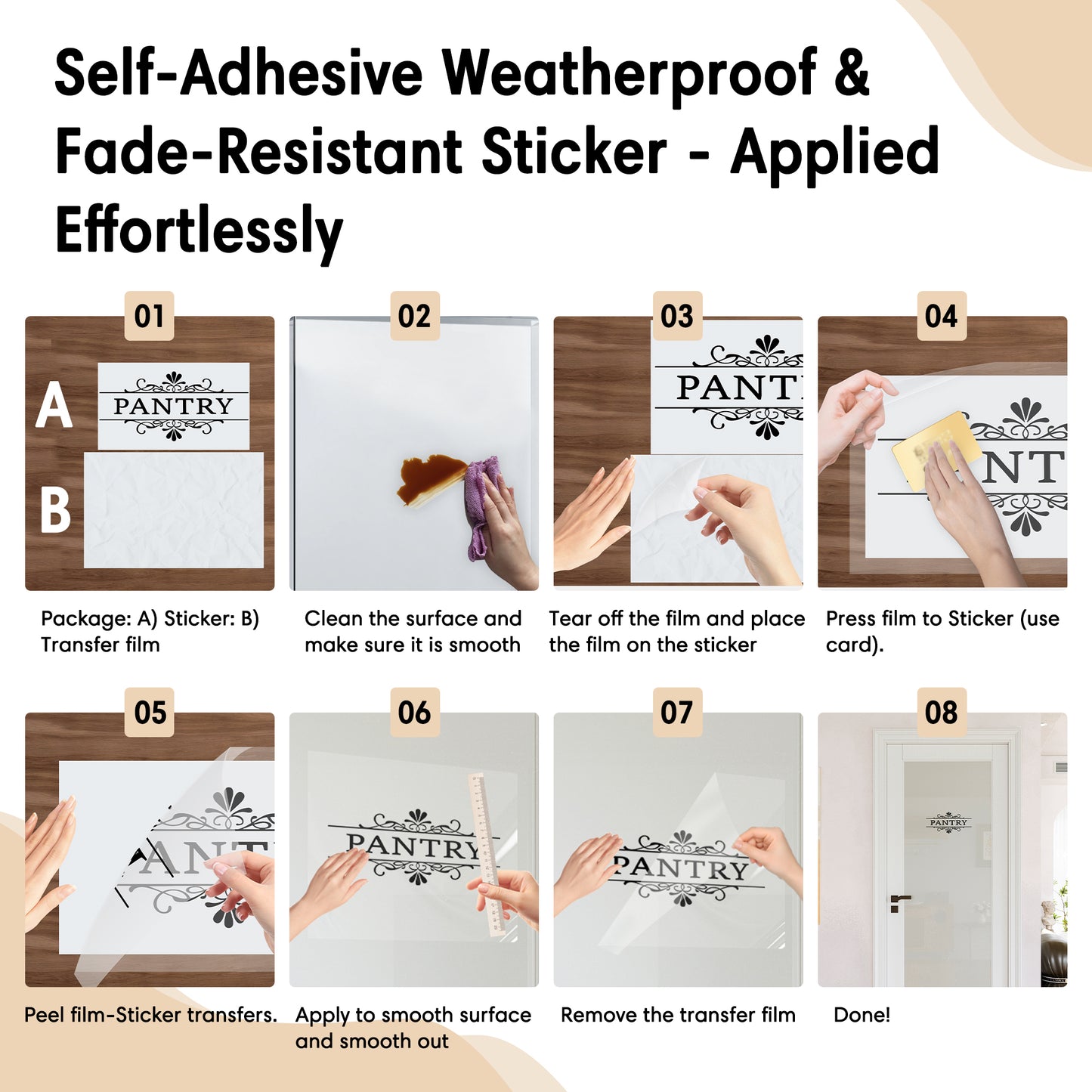 CRUTOP Half Frosted Glass Pine Wood Interior Pantry Door Slab With Self-Adhesive Waterproof Vinyl Colorfast Sticker, Paintable, Unfinished