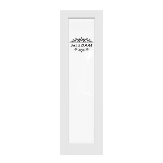 CRUTOP Clear Glass Interior Bathroom Door Slab With Self-Adhesive Waterproof Vinyl Colorfast Sticker, Paintable, Pre-finished, White