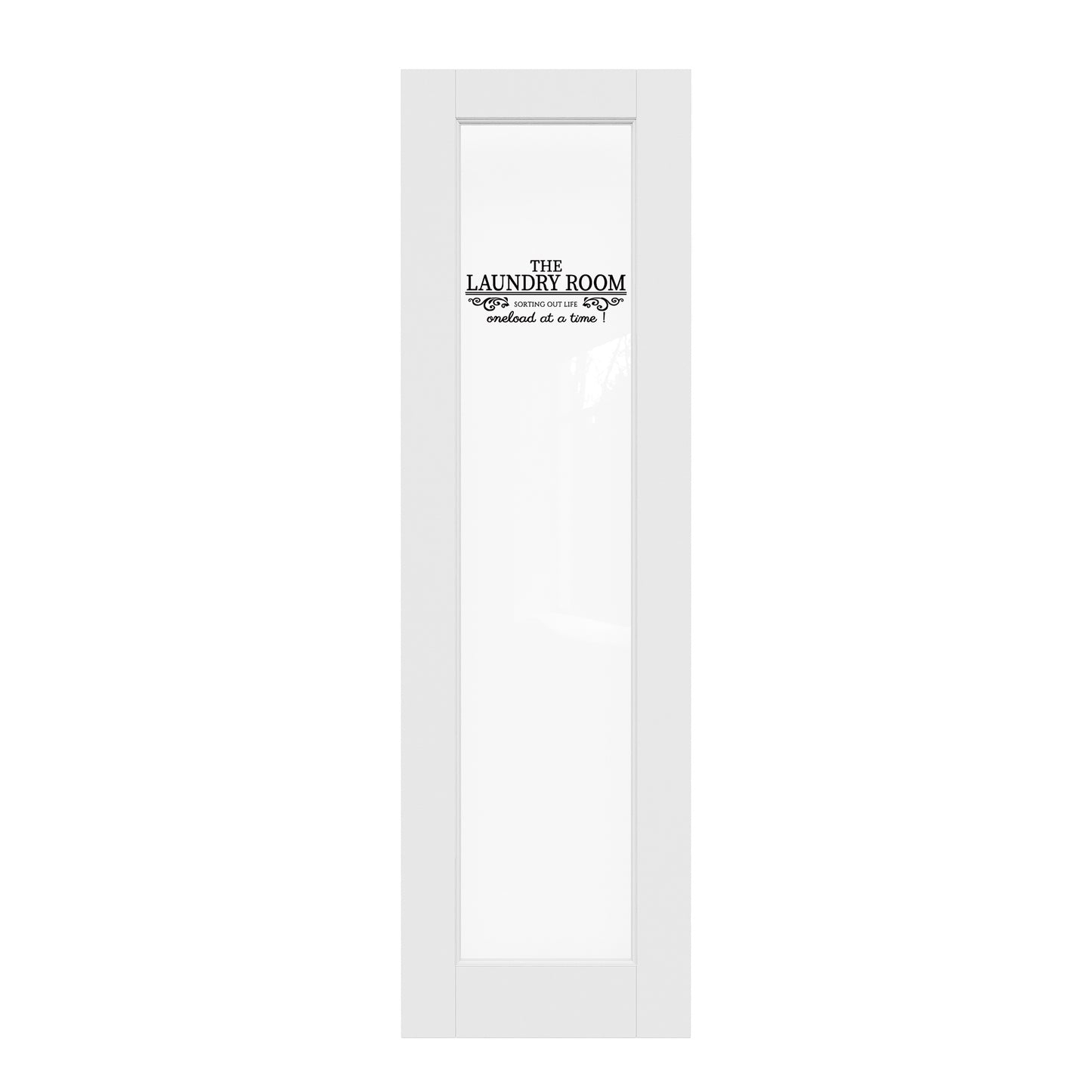 CRUTOP Clear Glass Interior Laundry Door Slab With Self-Adhesive Waterproof Vinyl Colorfast Sticker, Paintable, Pre-finished, White