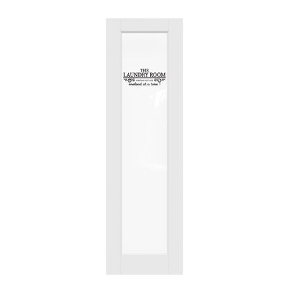 CRUTOP Clear Glass Interior Laundry Door Slab With Self-Adhesive Waterproof Vinyl Colorfast Sticker, Paintable, Pre-finished, White