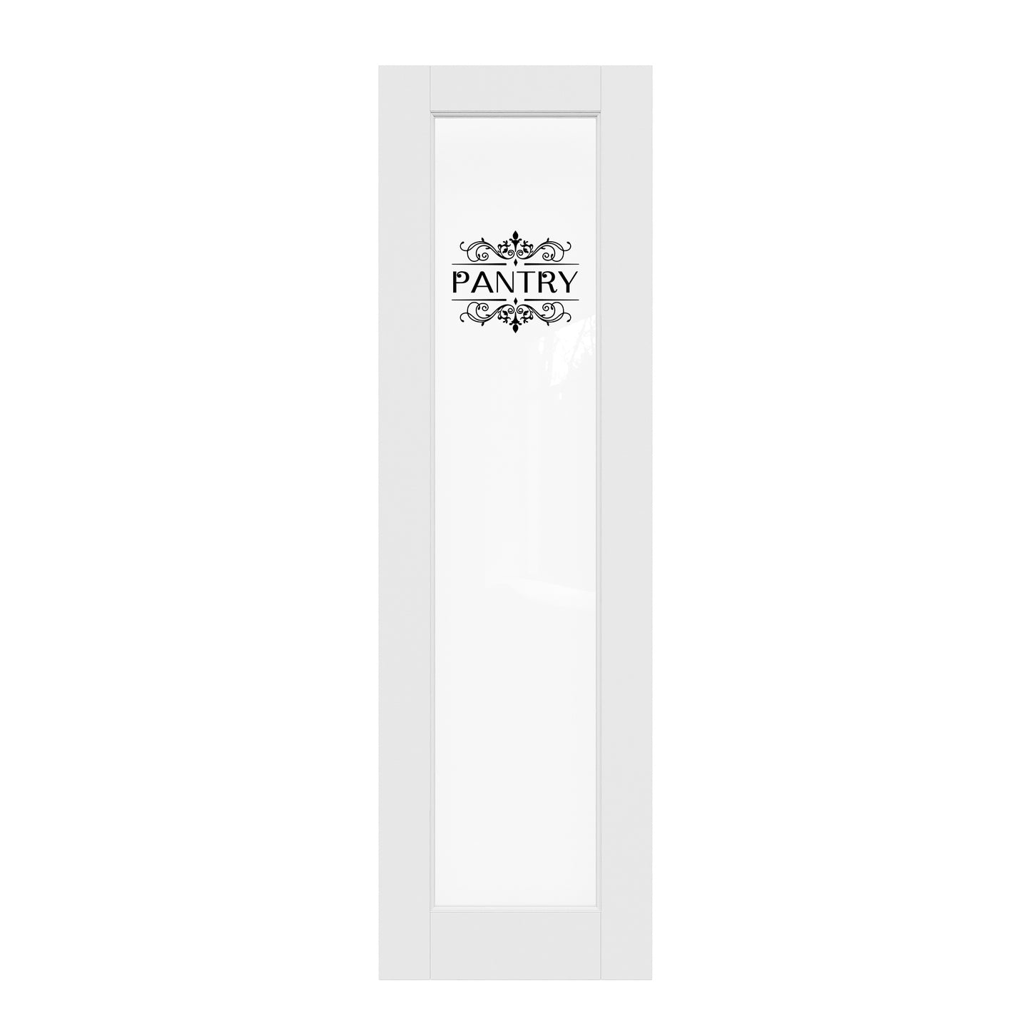 CRUTOP Clear Glass Interior Pantry Door Slab With Self-Adhesive Waterproof Vinyl Colorfast Sticker, Paintable, Pre-finished, White