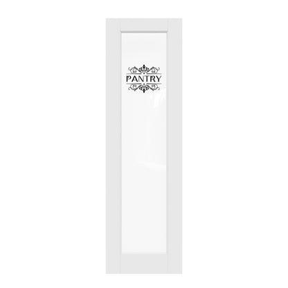 CRUTOP Clear Glass Interior Pantry Door Slab With Self-Adhesive Waterproof Vinyl Colorfast Sticker, Paintable, Pre-finished, White