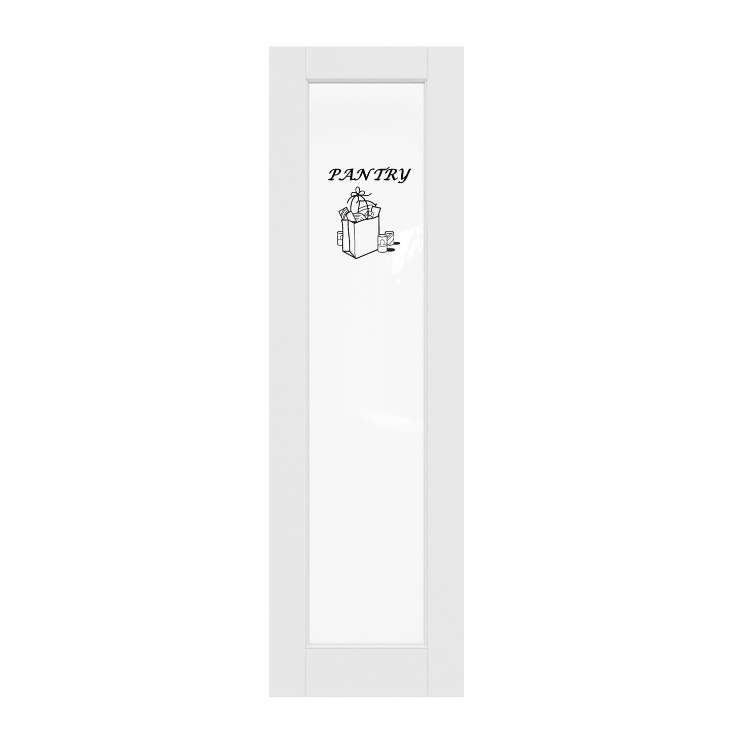 CRUTOP Interior Door Clear Glass Pantry Door Slab With Self-Adhesive Waterproof Vinyl Colorfast Sticker, Paintable, Pre-finished,White