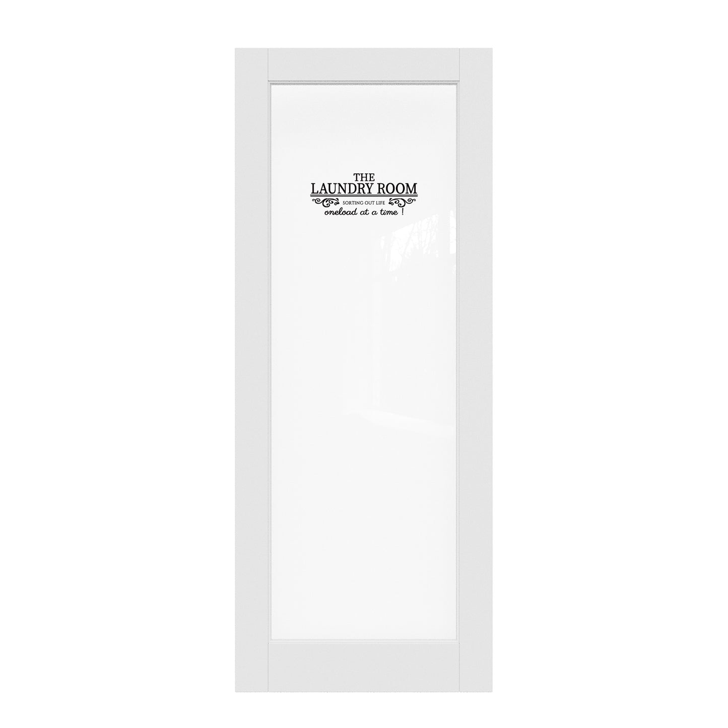 CRUTOP Clear Glass Interior Laundry Door Slab With Self-Adhesive Waterproof Vinyl Colorfast Sticker, Paintable, Pre-finished, White