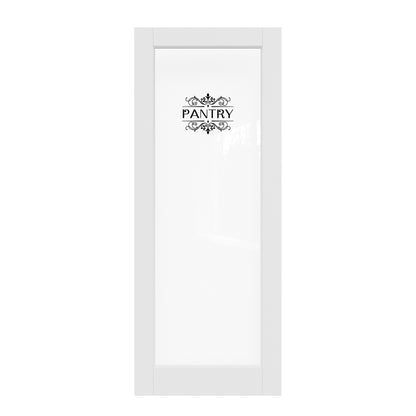 CRUTOP Clear Glass Interior Pantry Door Slab With Self-Adhesive Waterproof Vinyl Colorfast Sticker, Paintable, Pre-finished, White