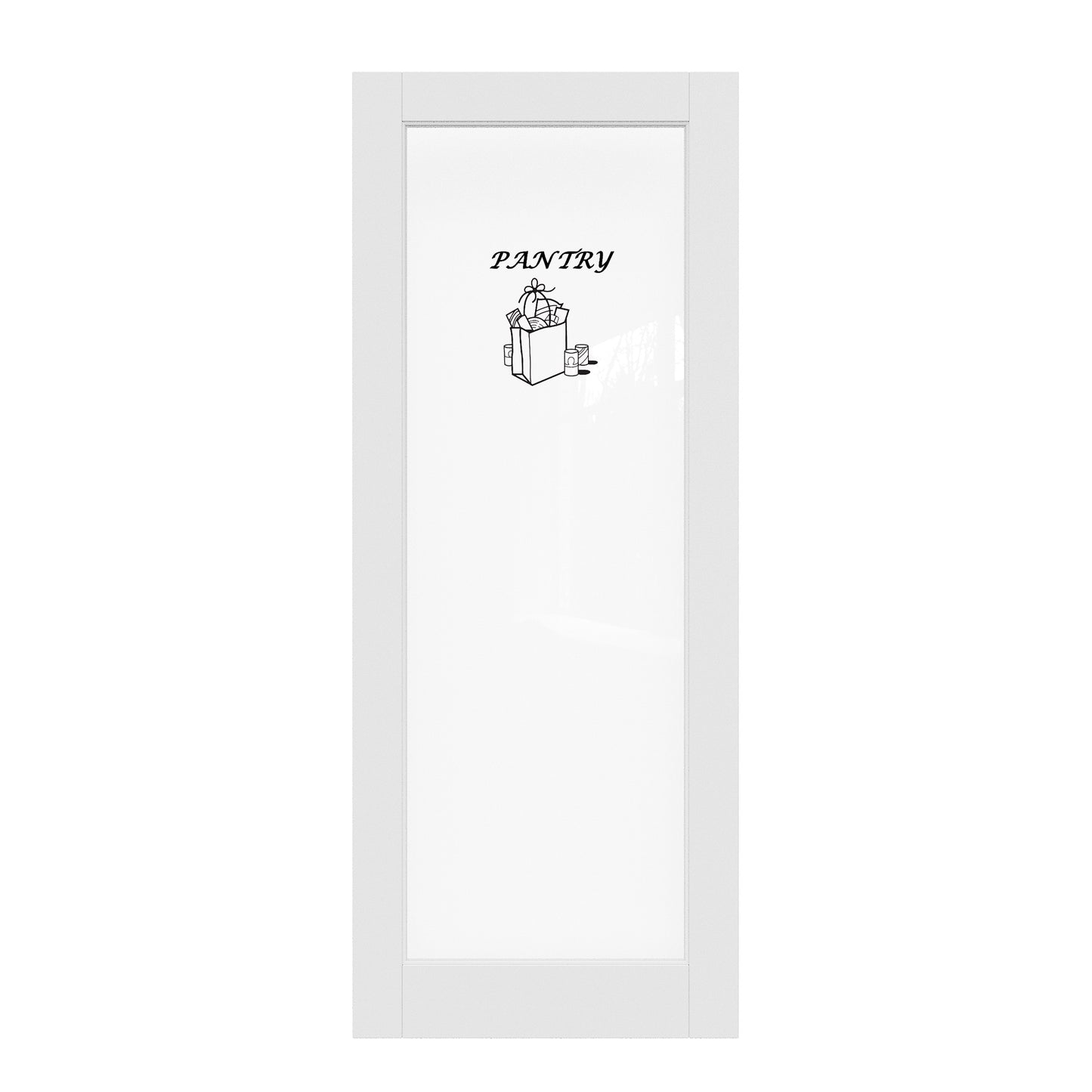CRUTOP Interior Door Clear Glass Pantry Door Slab With Self-Adhesive Waterproof Vinyl Colorfast Sticker, Paintable, Pre-finished,White