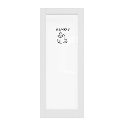 CRUTOP Interior Door Clear Glass Pantry Door Slab With Self-Adhesive Waterproof Vinyl Colorfast Sticker, Paintable, Pre-finished,White