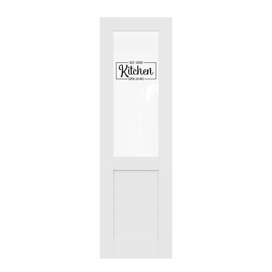 CRUTOP Half Clear Glass Interior Kitchen Door Slab With Self-Adhesive Waterproof Vinyl Colorfast Sticker, Paintable, Pre-finished