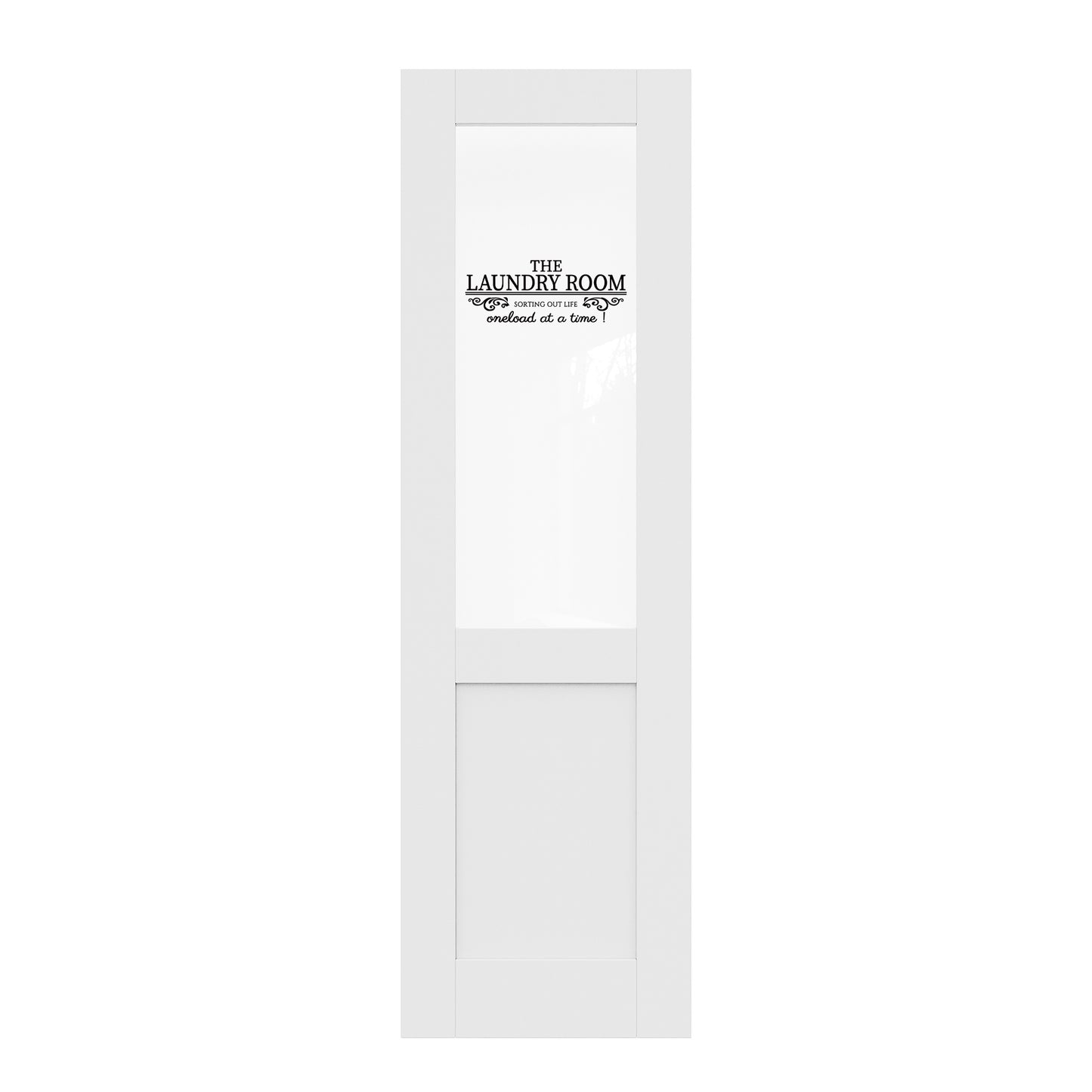 CRUTOP Half Clear Glass Interior Laundry Door Slab With Self-Adhesive Waterproof Vinyl Colorfast Sticker, Paintable, Pre-finished, White