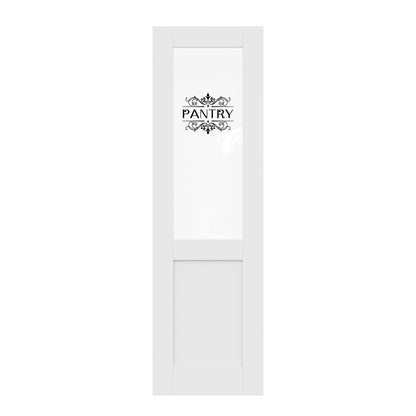 CRUTOP Half Clear Glass Interior Pantry Door Slab With Self-Adhesive Waterproof Vinyl Colorfast Sticker, Paintable, Pre-finished, White