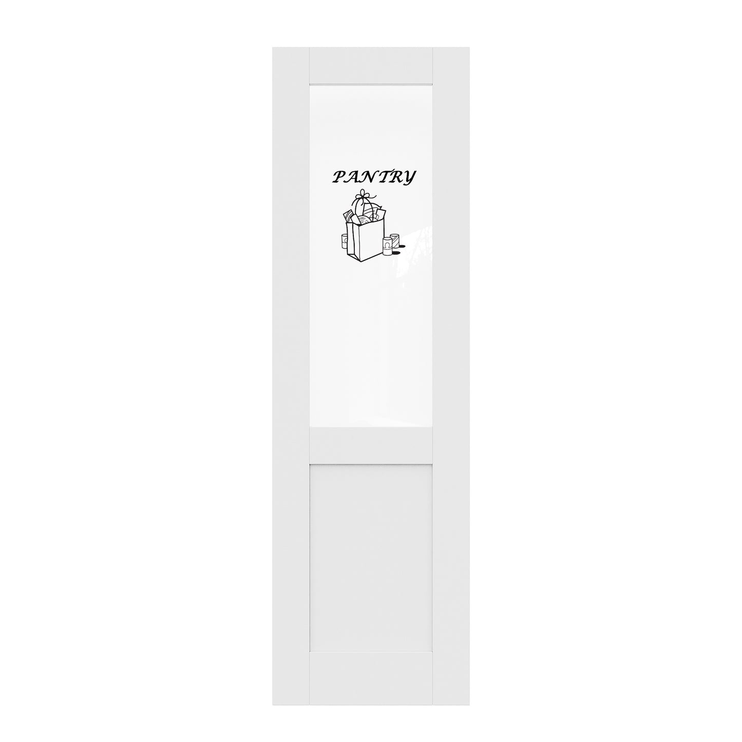 CRUTOP Interior Door Half Clear Glass Pantry Door Slab With Self-Adhesive Waterproof Vinyl Colorfast Sticker, Paintable, Pre-finished,White