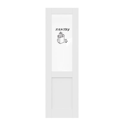 CRUTOP Interior Door Half Clear Glass Pantry Door Slab With Self-Adhesive Waterproof Vinyl Colorfast Sticker, Paintable, Pre-finished,White