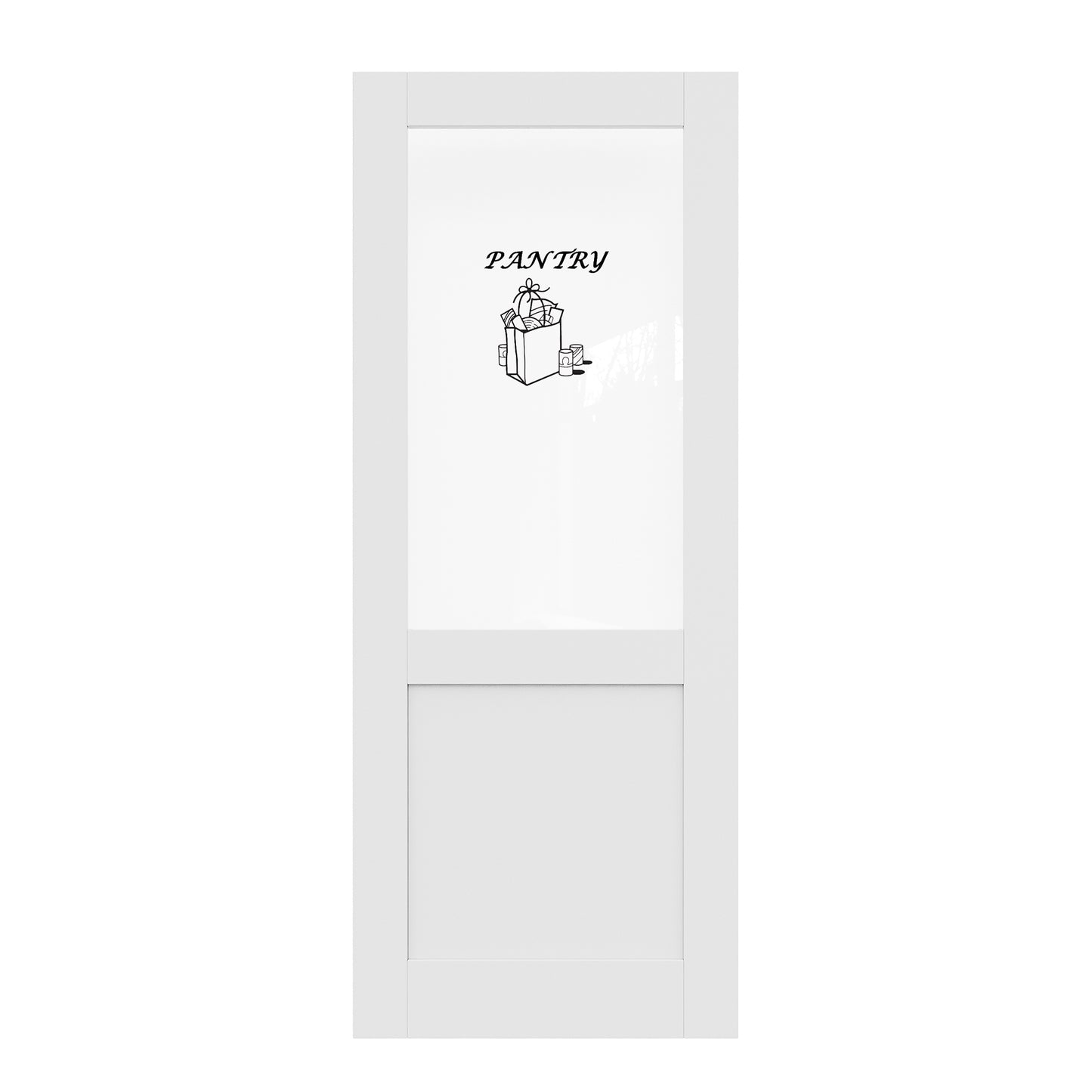 CRUTOP Interior Door Half Clear Glass Pantry Door Slab With Self-Adhesive Waterproof Vinyl Colorfast Sticker, Paintable, Pre-finished,White