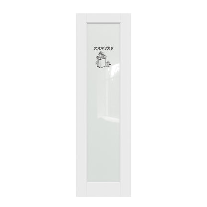 CRUTOP Interior Door Frosted Glass Pantry Door Slab With Self-Adhesive Waterproof Vinyl Colorfast Sticker, Paintable, Pre-finished,White