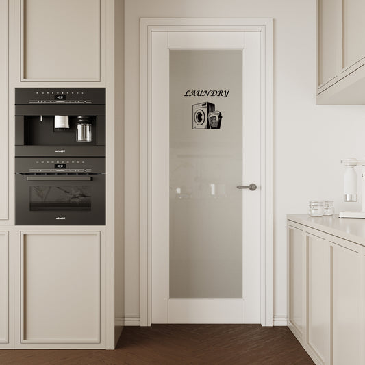 CRUTOP Interior Door Frosted Glass Laundry Door Slab With Self-Adhesive Waterproof Vinyl Colorfast Sticker, Paintable, Pre-finished,White