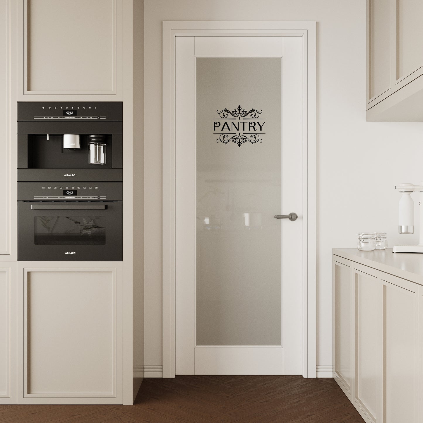 CRUTOP Frosted Glass Interior Pantry Door Slab With Self-Adhesive Waterproof Vinyl Colorfast Sticker, Paintable, Pre-finished, White