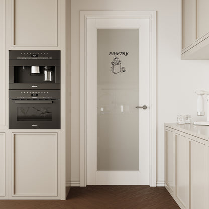 CRUTOP Interior Door Frosted Glass Pantry Door Slab With Self-Adhesive Waterproof Vinyl Colorfast Sticker, Paintable, Pre-finished,White