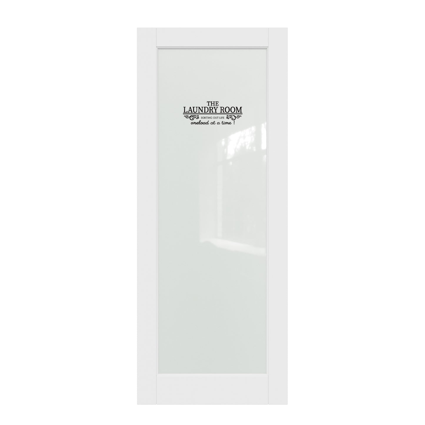 CRUTOP Frosted Glass Interior Laundry Door Slab With Self-Adhesive Waterproof Vinyl Colorfast Sticker, Paintable, Pre-finished, White