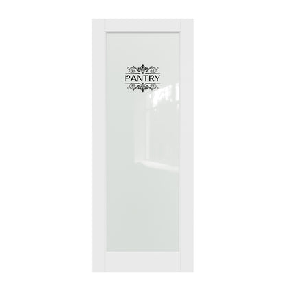 CRUTOP Frosted Glass Interior Pantry Door Slab With Self-Adhesive Waterproof Vinyl Colorfast Sticker, Paintable, Pre-finished, White