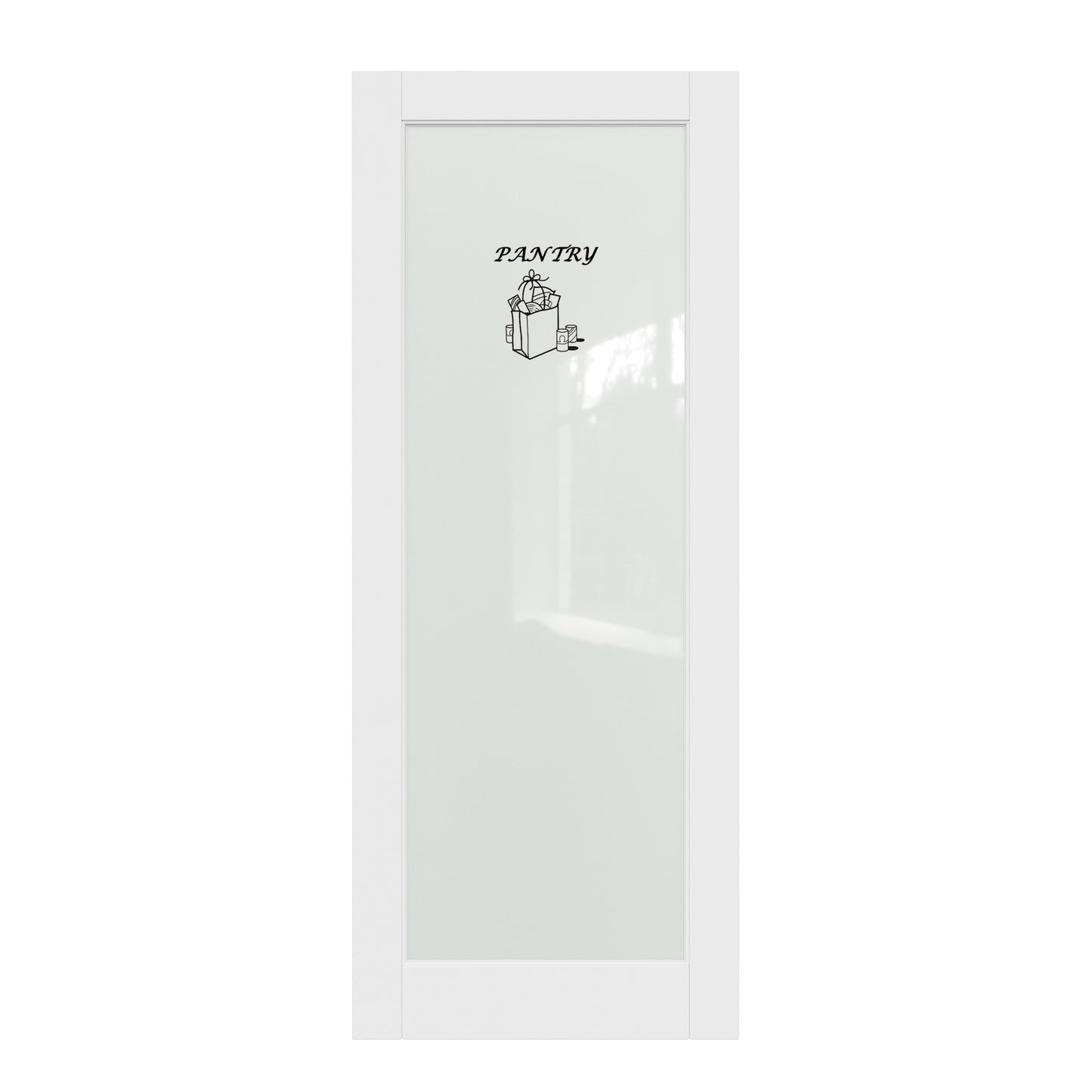 CRUTOP Interior Door Frosted Glass Pantry Door Slab With Self-Adhesive Waterproof Vinyl Colorfast Sticker, Paintable, Pre-finished,White