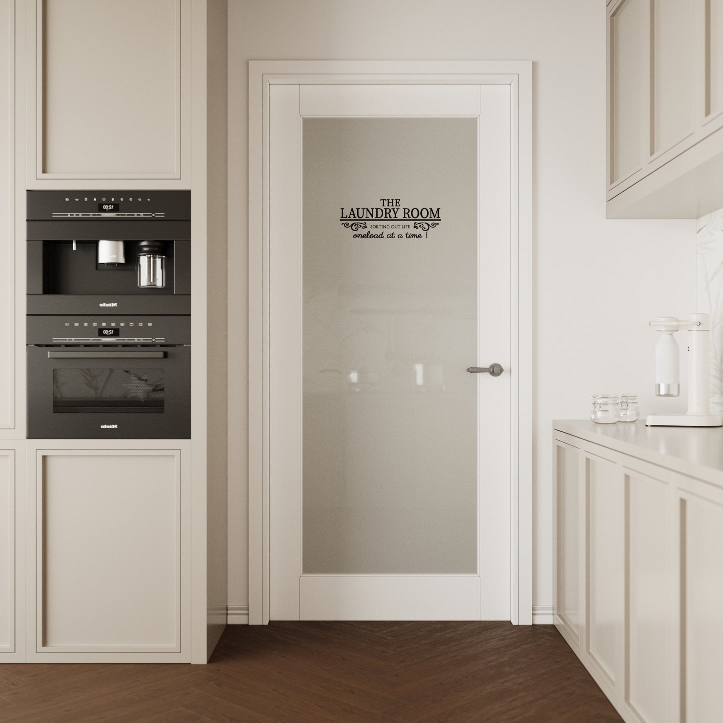 CRUTOP Frosted Glass Interior Laundry Door Slab With Self-Adhesive Waterproof Vinyl Colorfast Sticker, Paintable, Pre-finished, White